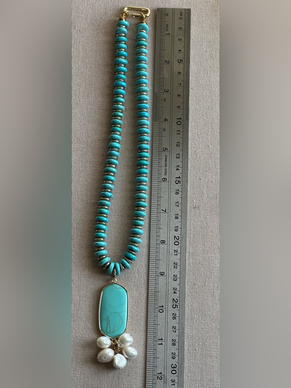 24 inch Turquoise and Pearl bead necklace NWOT - Picture 13 of 13